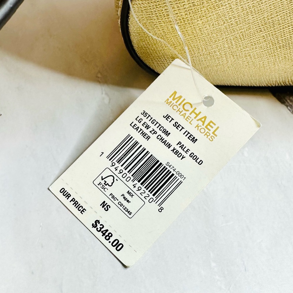 NEW! Michael Kors Jet Set Large Gold Saffiano Leather Crossbody Bag - Picture 13 of 13